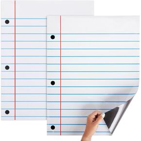 Bright Creations Dry Erase Magnetic Notebook Paper for Classroom Whiteboard - Vertical Large Lined Paper Sheets for Bulletin Board, Handwriting Sentence Strips (17 x 22 Inches) - Pack of 2