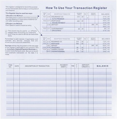 20 Pack Checkbook Register, Check Registers for Personal, Blank Ledger Transaction Registers for Personal or Business Bank, Check Register Book for Checking and Saving Account, Deposit and Credit Card in Kuwait