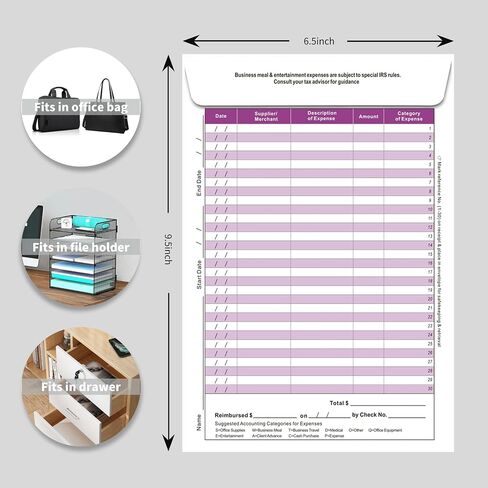12 Pack Receipt Organizer & Expense Envelope(9.5 * 6.5Inches),hold Receipts, Expense Tracker, Mileage Log,Business Expense Ledger,Bill Organizer (Green) in Kuwait