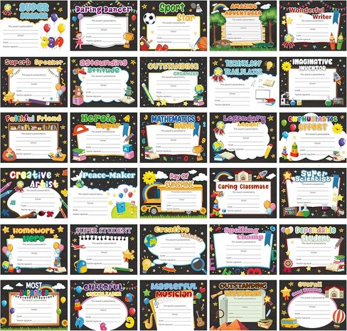 Soccer Achievement Award Certificates - 60Pcs End of Season Soccer Team Sport Game Ceremony Award Paper Achievement Certificate for Kids School Student Reward Teacher Class Motivation Supply in Kuwait