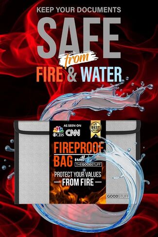 Fireproof Document Bag Legal Size: 15" x 11" [2000°F UL Certified] Protect Birth Certificates, Contracts, Legal Papers, Cash, and Other Valuables - Water and Fire Resistant File Bags in Kuwait