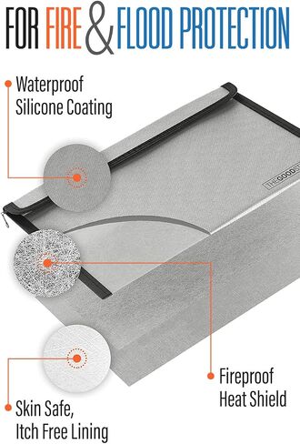 Fireproof Document Bag Legal Size: 15" x 11" [2000°F UL Certified] Protect Birth Certificates, Contracts, Legal Papers, Cash, and Other Valuables - Water and Fire Resistant File Bags in Kuwait