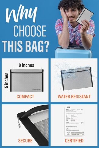 Fireproof Document Bag Legal Size: 15" x 11" [2000°F UL Certified] Protect Birth Certificates, Contracts, Legal Papers, Cash, and Other Valuables - Water and Fire Resistant File Bags in Kuwait