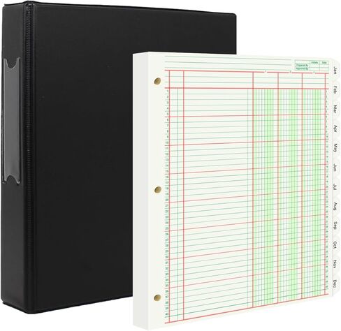 100 Sheets Accounting Ledger Paper with 3 Ring Binder and Monthly Tabs, 3 Column columnar Analysis Pads, Refillable Accounting Ledger Notebook (8.5X11 Inch) in Kuwait