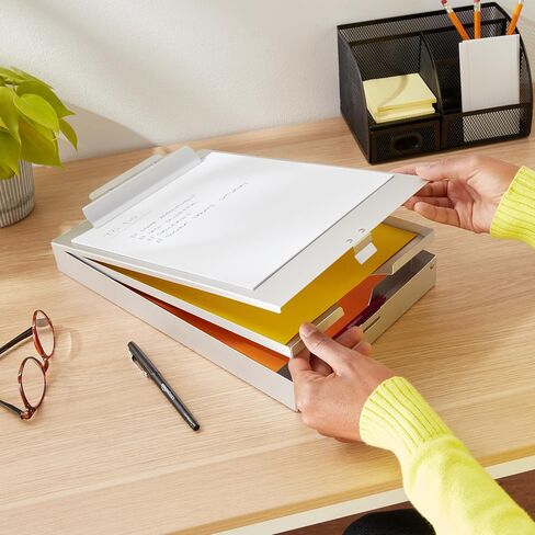 Amazon Basics Metal Clipboard with 2 Compartments and Interior 250 Sheet Paper Storage, 14.09 x 9.21 x 2.6 Inches, letter size, Silver in Saudi Arabia