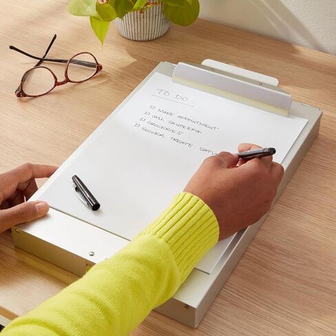 Amazon Basics Metal Clipboard with 2 Compartments and Interior 250 Sheet Paper Storage, 14.09 x 9.21 x 2.6 Inches, letter size, Silver in Saudi Arabia