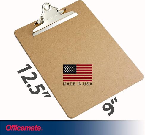 Officemate Recycled Wood Clipboard, 6 Inch Clip, 1 Pack Clipboard, Letter Size (9 x 12.5 Inches), Brown (83100) in Saudi Arabia