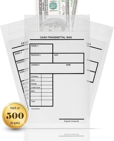 Tamper Proof Bank Deposit Bags - Self-Adhesive Seal, Write-On Surface, 6"x9" Clear Plastic Cash Envelopes | Pack of 500 in Saudi Arabia