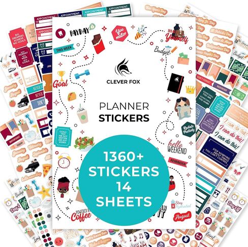 Clever Fox Seasonal Planner Stickers – 600+ Month, Holiday & Seasons Stickers for Your Planner, Monthly Journal & Calendar – 18 Sheets, Set of Stickers & Washi Tape by Clever Fox (Seasonal Pack) in Saudi Arabia