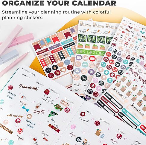 Clever Fox Seasonal Planner Stickers – 600+ Month, Holiday & Seasons Stickers for Your Planner, Monthly Journal & Calendar – 18 Sheets, Set of Stickers & Washi Tape by Clever Fox (Seasonal Pack) in Saudi Arabia