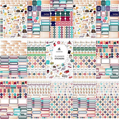 Clever Fox Seasonal Planner Stickers – 600+ Month, Holiday & Seasons Stickers for Your Planner, Monthly Journal & Calendar – 18 Sheets, Set of Stickers & Washi Tape by Clever Fox (Seasonal Pack) in Saudi Arabia