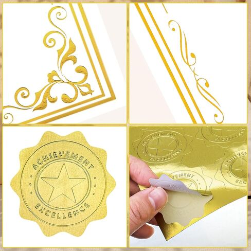 100 ورقة ورقة ورقة مع 100 PCS ملصقات ذهب الذهب ، 8.5 × 11 '' 'شهادات الجائزة القابلة للطباعة لزواج التخرج ، جوائز الأعمال ، التعرف على الموظفين ، شهادات تقدير المعلم in Kuwait