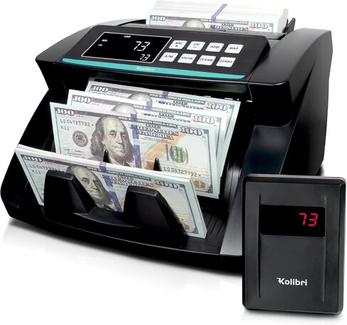 KOLIBRI Signature Bank-Grade Money Counter Machine Mixed Denomination | 2-Pocket Cash Counter Machine, Currency Discriminator | 3-Year Manufacturer's Warranty | 2 CIS UV/MG IR/MT SN/DV IRT in Saudi Arabia