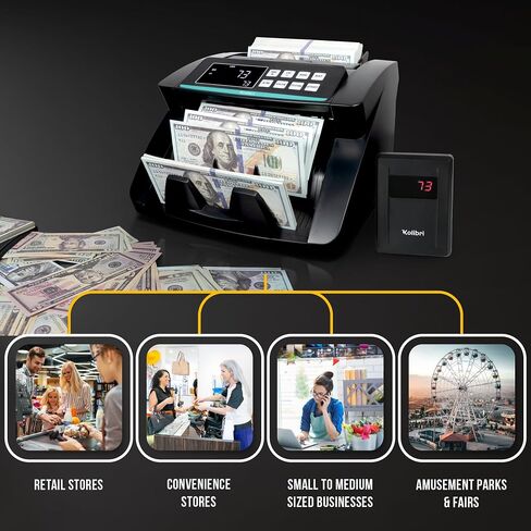 KOLIBRI Signature Bank-Grade Money Counter Machine Mixed Denomination | 2-Pocket Cash Counter Machine, Currency Discriminator | 3-Year Manufacturer's Warranty | 2 CIS UV/MG IR/MT SN/DV IRT in Saudi Arabia