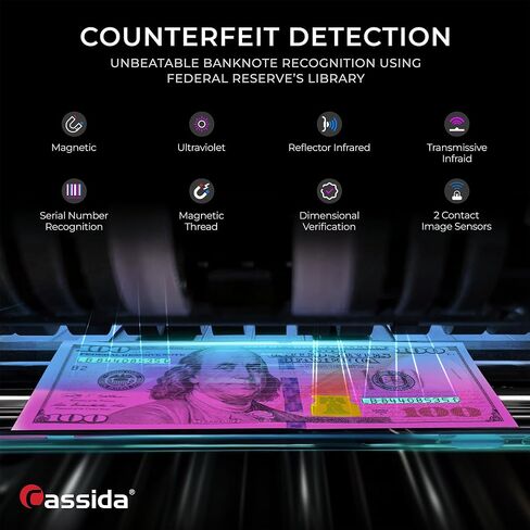 Cassida 5520 UV/MG - USA Money Counter مع Valucount و UV/Mg/IR Doversion Detection و Add and Batch - عرض LCD كبير وسرعة حساب سريع 1،300 ملاحظة/دقيقة in Kuwait