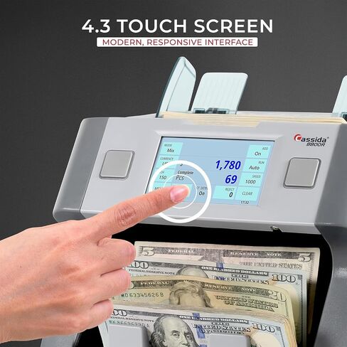Cassida 5520 UV/MG - USA Money Counter مع Valucount و UV/Mg/IR Doversion Detection و Add and Batch - عرض LCD كبير وسرعة حساب سريع 1،300 ملاحظة/دقيقة in Kuwait