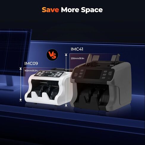 Munbyn IMC09 آلة عداد المذهب المختلط ، عد القيمة ، UV/Mg/IR/MT Bill Counter ، 3.5 "عرض طابعة العد الأموال TFT ، USD ، EUR ، MXN Cash Counter for Business (Black) in Saudi Arabia