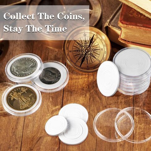 63PCS Silver Dollar Coin Holder, Clear Coin Capsules, Coin Holders for Collectors, Plastic Coin Case for Morgan Silver Dollar, Coin Protectors with Adjustable Gasket (17/20/25/27/30/33/38/40mm) in Saudi Arabia