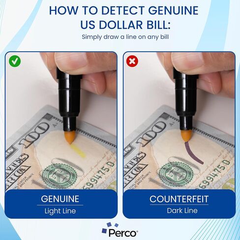 PERCO COSPORTEIT CANCETER PEN (2 PACK) - سهلة الاستخدام وموثوقة عملة عالمية مدقق فاتورة مزيفة للاستخدام الشخصي والتجاري - يضمن الأصالة ويمنع الاحتيال in Kuwait