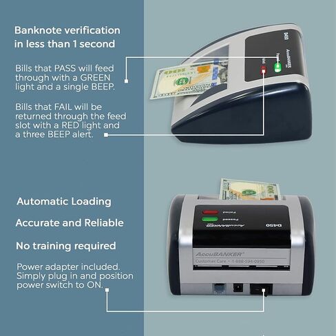 AccuBANKER D450 Counterfeit Money Checker Machine, Magnetic, Infrared, Watermark and Micro-Printing Detection in Less Than 1 Second with Audible and Visual Alert for Suspicious Bill in Kuwait