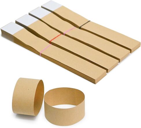 أحب أشرطة عملات Kraft الفارغة - فرق نقدية لأغلفة الفواتير ، منظم نقدي لاصق ذاتي ، 8 × 1.25 بوصة (120 نطاقات) in Kuwait