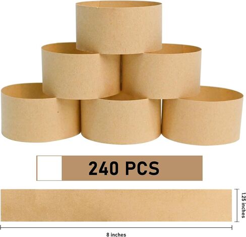 أحب أشرطة عملات Kraft الفارغة - فرق نقدية لأغلفة الفواتير ، منظم نقدي لاصق ذاتي ، 8 × 1.25 بوصة (120 نطاقات) in Kuwait
