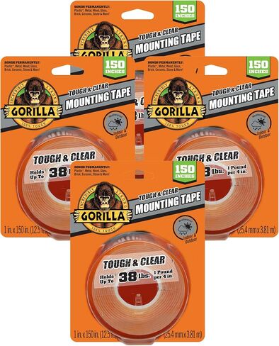 Gorilla Tough & Clear Double Sided Adhesive Mounting Tape; Extra Large; 1" x 150"; Clear; (Pack of 1) in Kuwait