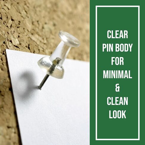 Clear Thumb Tacks for Wall 100- Pack - Clear Plastic Head Thumbtacks with Steel Point - Push Pins for Bulletin Board, Corkboard, Map, Calendar, Photo, Home Office, and Craft Projects in Saudi Arabia