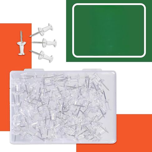 Clear Thumb Tacks for Wall 100- Pack - Clear Plastic Head Thumbtacks with Steel Point - Push Pins for Bulletin Board, Corkboard, Map, Calendar, Photo, Home Office, and Craft Projects in Saudi Arabia