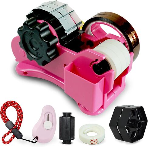Heat Tape Dispenser Pink Multi-Roll Set, PreCut 1. 4'' Pieces for Heat Press or Mug Press Machine, 1+3'' Core, Semi-Automatic Tape Dispenser with Compartment Slots in Kuwait