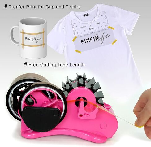 Heat Tape Dispenser Pink Multi-Roll Set, PreCut 1. 4'' Pieces for Heat Press or Mug Press Machine, 1+3'' Core, Semi-Automatic Tape Dispenser with Compartment Slots in Kuwait