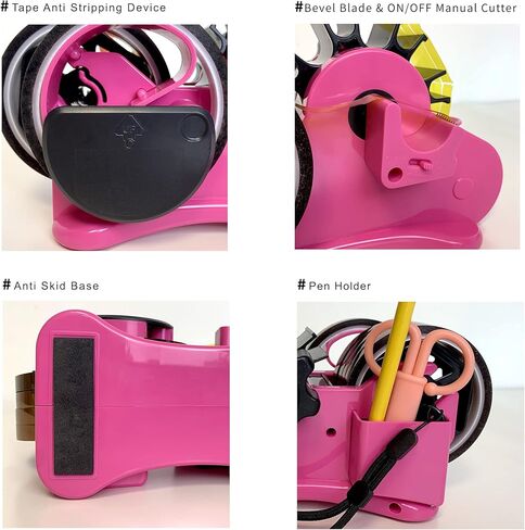 Heat Tape Dispenser Pink Multi-Roll Set, PreCut 1. 4'' Pieces for Heat Press or Mug Press Machine, 1+3'' Core, Semi-Automatic Tape Dispenser with Compartment Slots in Kuwait