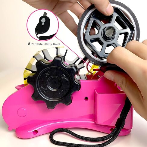 Heat Tape Dispenser Pink Multi-Roll Set, PreCut 1. 4'' Pieces for Heat Press or Mug Press Machine, 1+3'' Core, Semi-Automatic Tape Dispenser with Compartment Slots in Kuwait