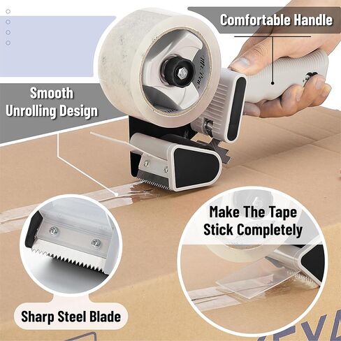 Mr. Pen - Packing Tape Dispenser Gun 2 بوصة ، حزمة 2 مع شريطين لفة ، شريط تعبئة شاق مع موزع ، شريط التغليف ، بندقية الشريط ، شريط التعبئة الصافي ، بندقية الشريط لصناديق التعبئة ، الشريط المتحرك in Kuwait