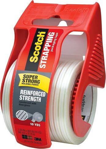 Scotch Reinforced Strength Shipping Strapping Tape with Dispenser, Clear, 1.88" x 360 in, 1 Dispenser/Pack (50) in Saudi Arabia