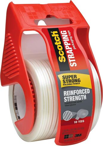 Scotch Reinforced Strength Shipping Strapping Tape with Dispenser, Clear, 1.88" x 360 in, 1 Dispenser/Pack (50) in Saudi Arabia