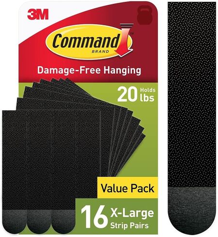 Command 20 lb XL Heavyweight Picture Hanging Strips 16 Pairs (32 Command Strips), Damage Free Hanging Picture Hangers, Heavy Duty Wall Hanging Strips for Home Decor, Black Adhesive Strips in Saudi Arabia