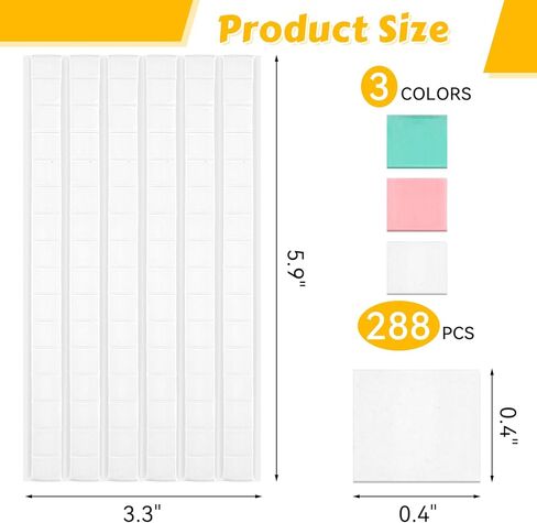 288 Pcs Sticky Tack, Wall Safe Adhesive Poster Putty, Removable and Reusable Mounting Putty for Hanging Pictures, Art, Decoration (Light Blue, White, Pink) in Kuwait