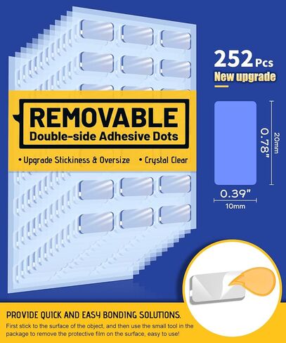 Large Mounting Putty No Residue, Double Sided Tape Glue Adhesive Dots Clear Museum Sticky Tack, Picture Hanging Strips Fixed Posters Decor Art Craft Party, 0.39 x 0.78 in (252 Pcs) in Kuwait