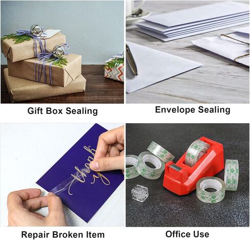 Cute Red Desk Tape Dispensers, 1 Pack with 12Rolls Transparent Tape, 1 Inch Core, for School, Office and Home DIY, BOMEI PACK in Saudi Arabia