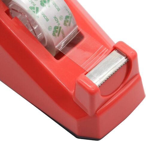 Cute Red Desk Tape Dispensers, 1 Pack with 12Rolls Transparent Tape, 1 Inch Core, for School, Office and Home DIY, BOMEI PACK in Saudi Arabia