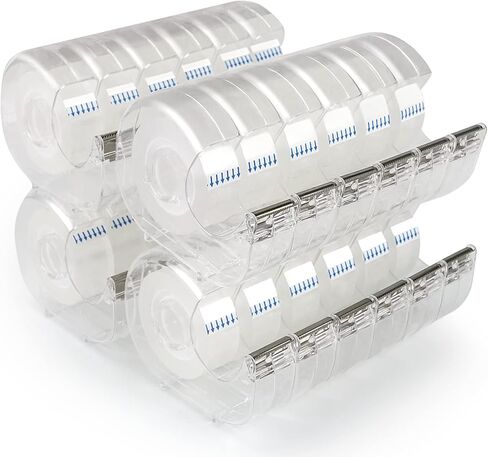 24 Pcs Transparent Tape with Dispenser, 0.7 in x 1000 in Clear Tapes and Refillable Dispensers, Office Tape Rolls with Dispenser Bulk for Craft Jobs, Gift Wrapping, Repairing, Home and School in Saudi Arabia
