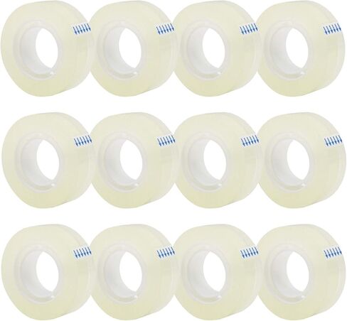 OWLKELA 12 Rolls Transparent Tape Refills, Clear Tape, All-Purpose Transparent Glossy Tape for Office, Home, School in Kuwait