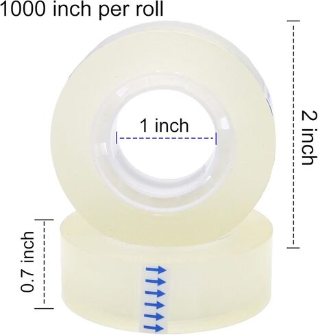 OWLKELA 12 Rolls Transparent Tape Refills, Clear Tape, All-Purpose Transparent Glossy Tape for Office, Home, School in Kuwait