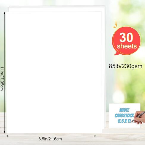 White Cardstock 8.5 X 11 ، 230gsm Cover Cardstock Paper ، 85 LB Stock Stock Brinter و Card Stock Paper للدعوات والخردة والحرف اليدوية وبطاقات DIY و DERITION و DRING (30 ورقة) in Kuwait