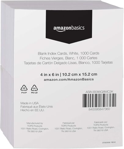 Amazon Basics Heavy Weight Ruled Lined Index Cards, 300 Count, 100 Pack of 3, White, 3 x 5 Inch Card in Saudi Arabia