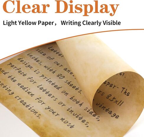 80 Sheets Vintage Paper, 8.5" x 11" Antique Stationary Paper for Writing, Letter Size Printer Paper, Double-sided Aged Parchment Paper for Printing, Decorative Old Look Paper for Invites Resume in Kuwait