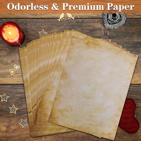 80 Sheets Vintage Paper, 8.5" x 11" Antique Stationary Paper for Writing, Letter Size Printer Paper, Double-sided Aged Parchment Paper for Printing, Decorative Old Look Paper for Invites Resume in Kuwait