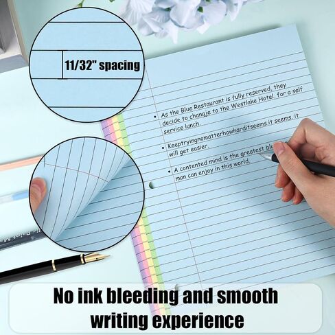 Koogel 300 Sheets Loose Leaf Paper, Wide Ruled Binder Paper Colorful Office Filler Paper 3-Ring Binders for School Office 8x10.5inch 5 Colors in Kuwait