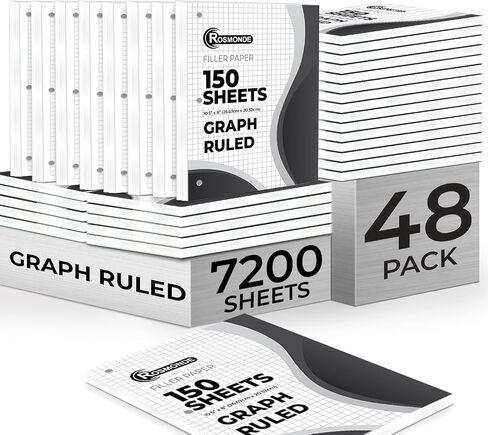 Loose Leaf Paper, 450 Sheets, 3 Pack, 56 gsm Wide Ruled Sheets, 8" x 10.5", Bulk Notebook Paper, 3 Hole Punched, 150 Sheets/Pack, Wide Ruled Paper for Binders, Loose Leaf Office Paper, White in Saudi Arabia
